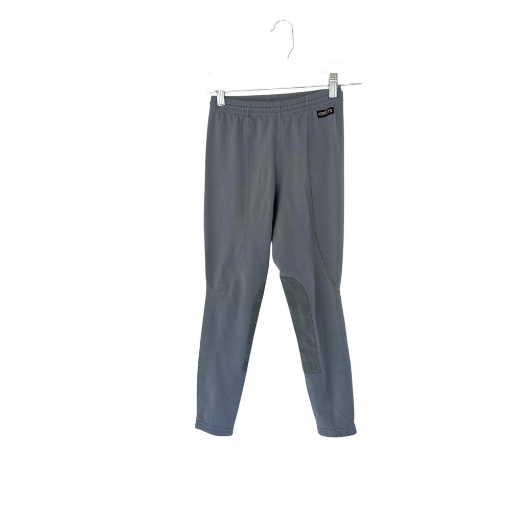 Kerrits Girl's Gray Drawstring Stretch Equestrian Riding Leggings Large - Picture 1 of 13